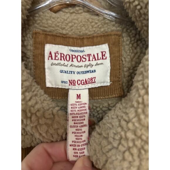 Vintage Aeropostale Sherpa Lined Corduroy Jacket Medium Brown Trucker Y2K - Picture 5 of 7